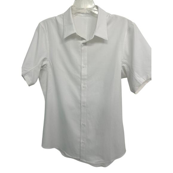 Lululemon Airing Easy Short Sleeve Lightweight Men’s Button Down Shirt White Med - Picture 2 of 11